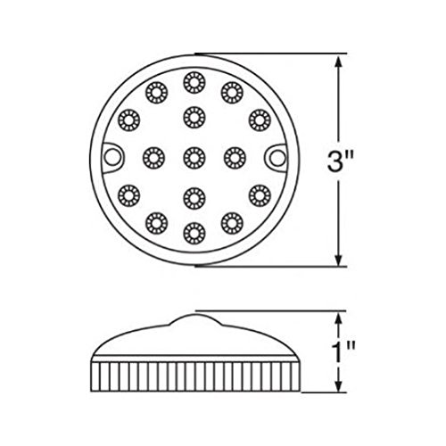 Lámpara LED lateral redonda 3'' ámbar United Pacific miniatura 4