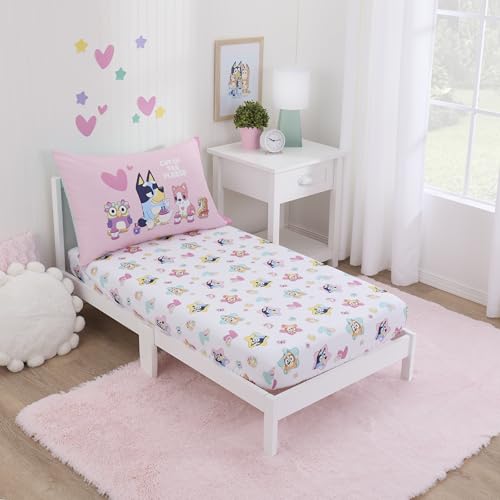 NoJo Bluey Best Day Ever 2 Piece Toddler Sheet Set Pink & Aqua