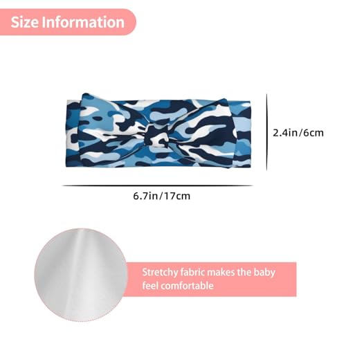 Blue Camo Pattern Baby Bow Headband - Delicate Hair Accessories for Newborns, Infants, Toddlers - Skin-friendly Hairband3