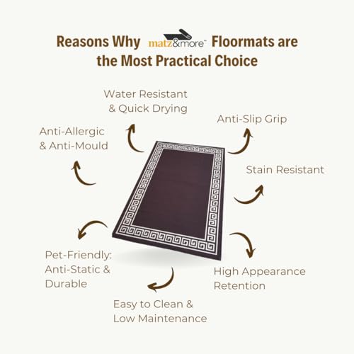 Image of Matz&More Anti Slip Carpet Rug for Living Room, Bedroom, Hall, 100 x 150 cm, Indoor Home Decor Floor Mat, Greek Gold Black