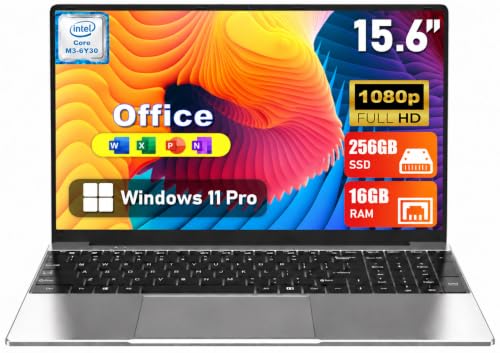 Image of 2026 Laptop Computer New, 15.6 Inch Window 11 Pro Lap Top PC 16GB RAM 256GB SSD, Core M3(Beat N4000), 2-Year Warranty, FHD 1920 * 1080, 180Open, UHD Graphics, Full-size Keyboard, For student