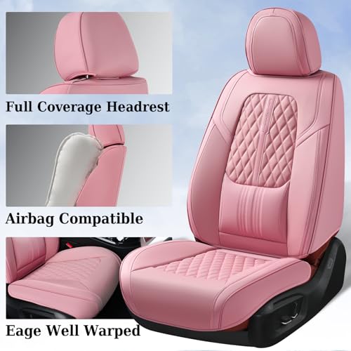 Image of Coverado Car Seat Covers Full Set, Automotive Front and Rear Seat Covers with Backrest, Nappa Leather Car Seat Protectors Waterproof, Universal for Most Vehicles