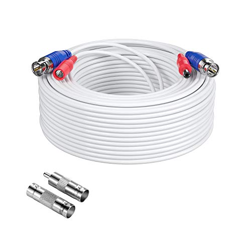 Anlapus 1 Pack 100ft BNC Vedio Power Cable, 30m Security Camera Cable Extensions for Home Surveillance Systems White (BNC Female and BNC to RCA)