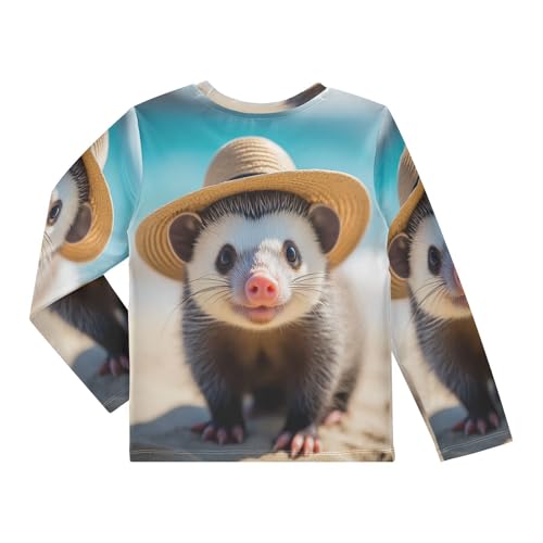 Kawaii Opossum Beach Boys Rash Guard Long Sleeve UPF 50+ Boys Swim Shirt Quick Dry Shirt for 3-12 Years2
