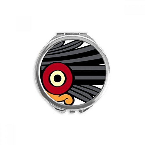 Miroir dessin plume coiffe accessoire maquillage main sac format compact rond