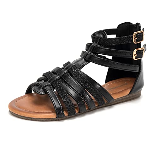 Image of FUNKYMONKEY Girls Gladiator Strap Sandals Flat Thong Cross Strappy Sandals