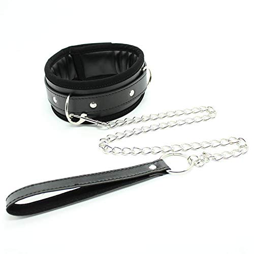 Collier avec courroie métal robuste et doublure intérieure noire de prestige