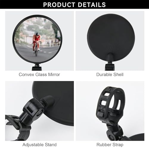 2 PCS Bike Mirror Set,Rear View Handlebar Mirrors for Bicycle,Adjustable and Rotatable,Safe Cycling Accessories,Wide Angle Vision for Mobility Scooters,Electric Bikes,Mountain Bikes - Image 3