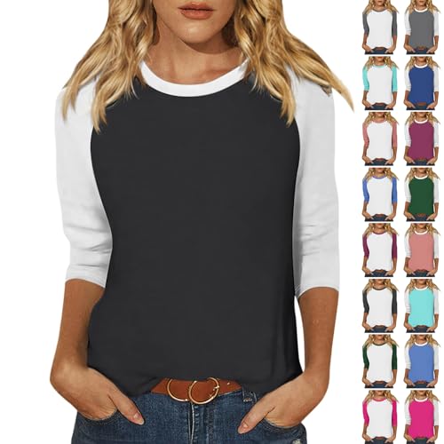 Amazon.com: Womens 3/4 Sleeve Tops Raglan Contrast Crew Neck