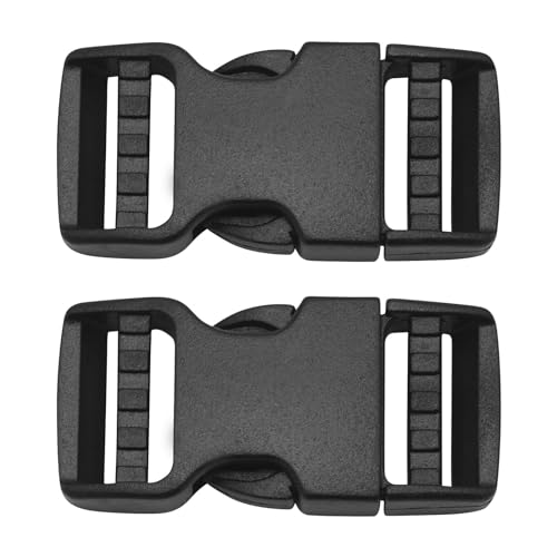 Lote de 2 hebillas para correa de 20 mm de ancho, en negro, hebillas de doble cara de plástico, cierre de clic, hebilla de repuesto, cierres de clip para mochila, Negro , 20mm
