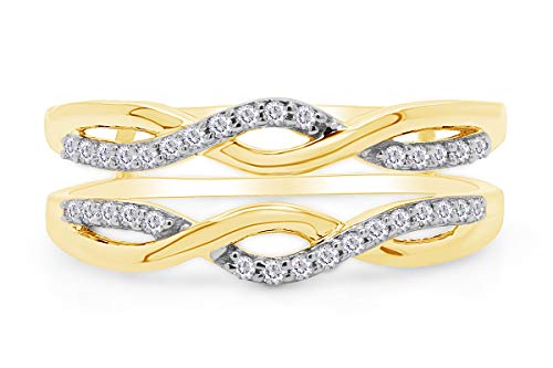 AFFY 0.30 Carat Round White Cubic Zirconia Enhancer Guard Ring 14K Gold Over Sterling Silver2