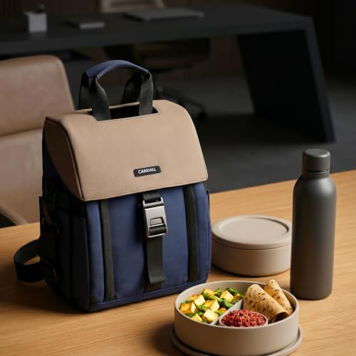 Image of Carriall Nova Lunch Bag for Office /Tiffin Bag for Daily Use, Office, College, School & Picnic | Easy to Clean & Easy to Carry | Spill-Resistant, Detachable Strap | 6.7L | Men & Women | Navy Blue