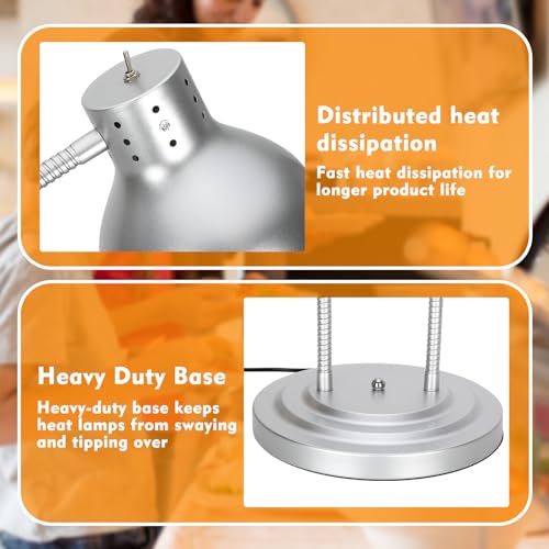 Yhaofu Food Heat Lamp,2-Head Food Warm Lamp With Heavy Duty Base,500W Portable Commercial Heat Lamp For Food,Stainless Steel Food Warmer Lamp For Kitchen Restaurant Cafeteria thumb #2