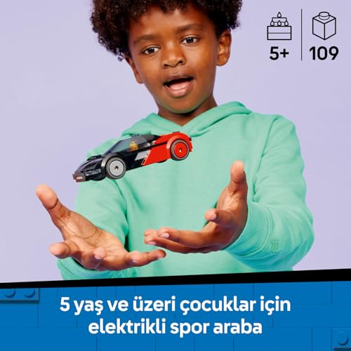 LEGO City Elektrikli Süper Araba 60486 – 5 Yaş ve Üzeri Erkek ve Kız Çocuklar için Sürücü Minifigürü İçeren Yaratıcı Oyuncak Yarış Arabası Yapım Seti, Çocuklar için Hediye Fikri (109 Parça)