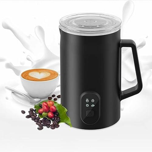 VitalisWorks Electric Milk Frother - Stainless Steel Automatic Hot & Cold Foamer with Touch Screen, 590ml Capacity (Black)