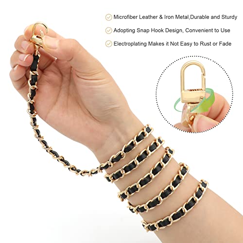 Gold Purse Chain & Strap, 4 Sizes - DIY Handbag, Shoulder, Crossbody Bag Chain - Leather, Braided - 15.4, 23.6, 31.4, 47.2 Inch - Black/Gold by RAPUDA - Image 3