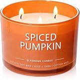 Pumpkin Spice Scented Candle, Luxury Large 3 Wick Soy Candle 12 Oz, 60+ Hour Long Lasting Clean Burn, Elegant Aromatherapy Home Decor, Housewarming & Birthday Gift for Men & Women