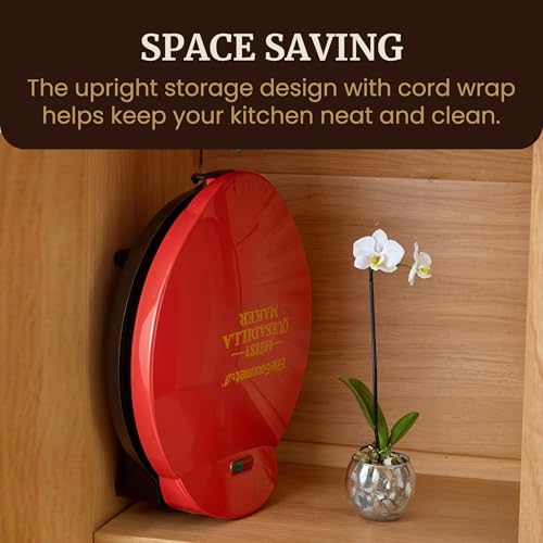 Elite Gourmet 11" Cheesy Quesadilla Maker, 2-Position Locking Latch For Extra Stuffing, Easy-Slice 6-Wedge, Red by Elite Gourmet - Image 6