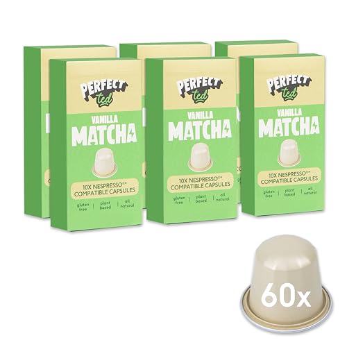 Perfect Ted Kapseln | Vanille Matcha | 60 Kapseln kompatibel mit Nespresso®-Maschinen | Matcha-Pulver in zeremonieller Qualität | Japanischer Herkunft