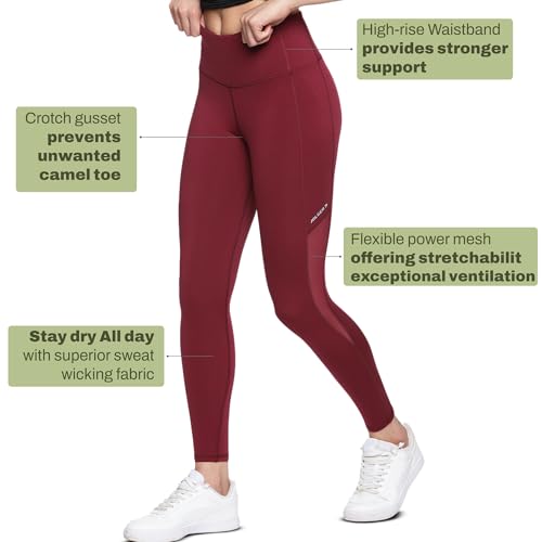 Image of JOLGER Women's High-Waisted Yoga & Workout Tights - Ultra-Stretch Fabric with Breathable Mesh Panels, Moisture-Wicking Leggings for Yoga, Pilates, Running, and Gym Training. Performance Activewear.