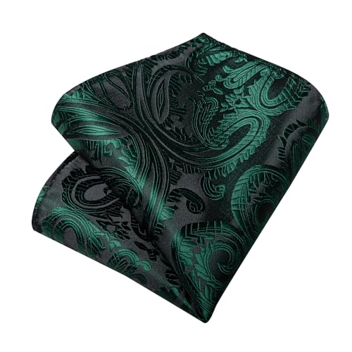 Image of DiBanGu Mens Paisley Tie Set Silk Woven Jacquard Necktie and Pocket Square Cufflinks Gift Set for Wedding Bussiness