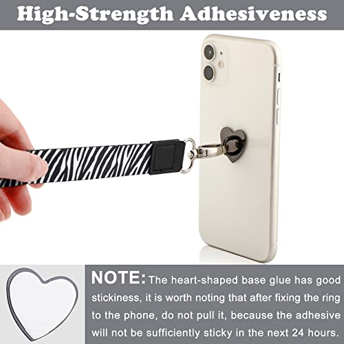 Flutesan 12 Pcs Phone Charm Hook Phone Charms Adhesive Metal Phone Finger Grip Cell Phone Finger Ring Loop Stand For Diy Hanging Round And Heart Phone Holder Cute Phone Keychain Accessories Gold Silver Black thumb #3