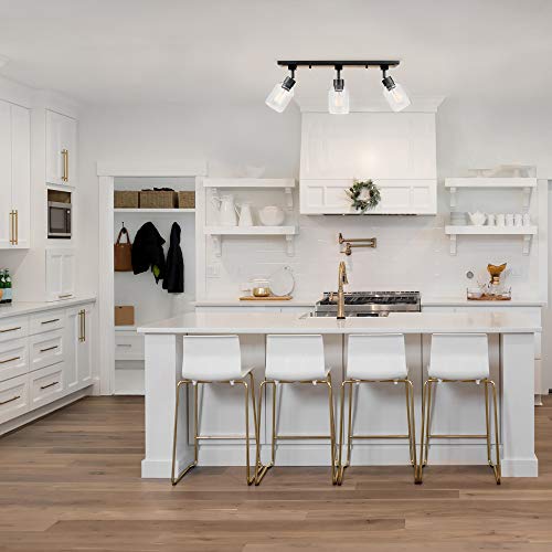 Globe Electric 59798 25" 3-Light Track Lighting, Faux Wood Finish, Matte Black Accents, Clear Glass Shades, Track Ceiling Light, Track Lighting Kit, Vintage, Ceiling Light Fixture, Home Improvement #TOP6