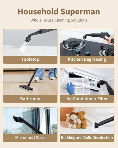 Handheld Steam Cleaner, 293°F 58 PSI Powerful Multipurpose Steam Mop for Home Use, 50Oz Capacity, Heavy Duty Steamer for home, Handheld Steamers, Floors, Cars, Tiles, Crack Cleaning, Titanium - Image 7