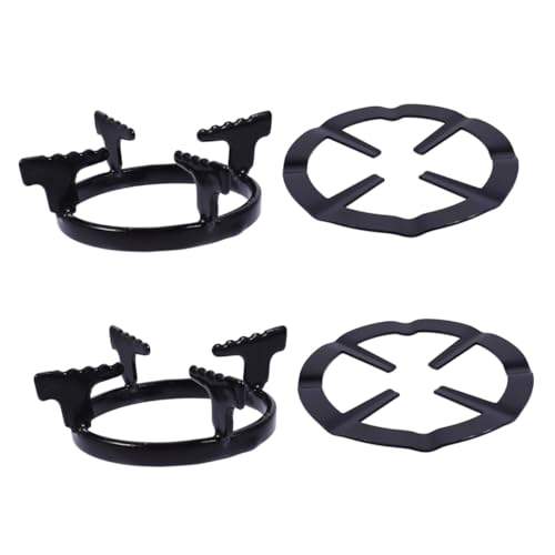LOLIPPYY 4 Piezas Soportes para Estufa de Gas Anillos de Soporte para Wok y Ollas Rejillas Redondas de Negro Antideslizantes para Quemadores de Cocina