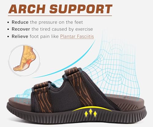Image of KuaiLu Mens Orthotic Sandals Athletic Thick Cushion Recovery Sport Slides Adjustable Strap Open Toe Walking Sandles With Comfortable Plantar Fasciitis Arch Support