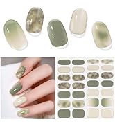 DUKASOU 28pcs Semi Cured Gel Nail Strips, Gel Nail Stickers Kit Work with Any UV Nail Lamps, Long...