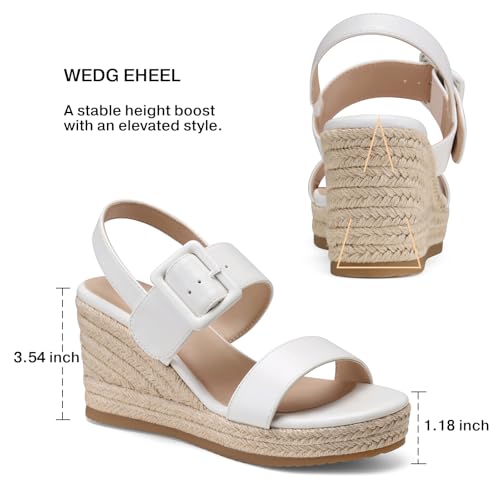 Image of TEMOFON Espadrilles Wedge Sandals for Women: Slip On Elastic Ankle Strap Platform Sandals Dressy Comfortable Summer Wedges Heels Shoes