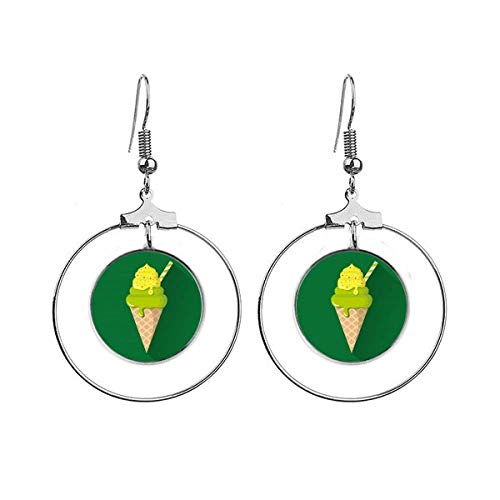Boucles d'oreilles pendantes cônes de glace matcha vert légères et sans nickel