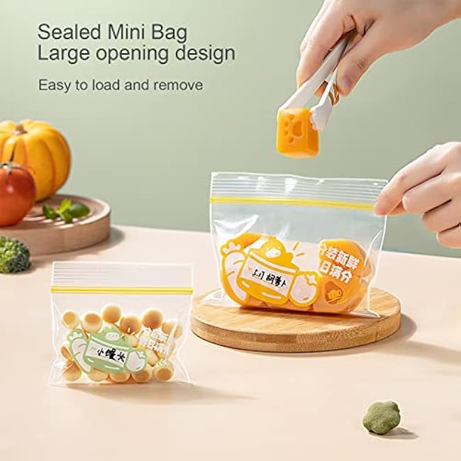 Multipurpose Reusable Food Storage Bags - Clear, Leakproof, Zipper Closure - 36 Pack (9x6cm, 13x8cm)