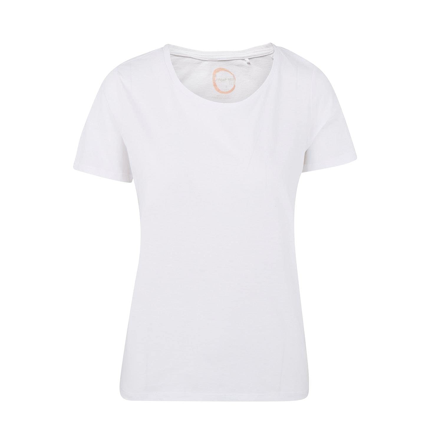 ChicWhisper Ladies 100% Cotton Crew Round Neck Plain T-Shirt White
