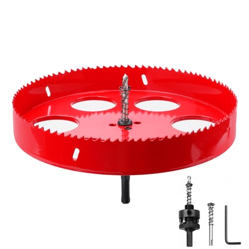 8.46 inch / 215mm Hole Saw with SDS Plus Arbor HSS Bi-Metal Hole Drilling Cutter for Wood Boards Plastic and Thin Metal (8.46 inch / 215mm)