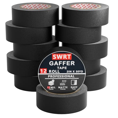 SWRT 12 Pack Gaffers Tape, 11 Mil Industrial Grade Gaffer Tape, 2&rsquo;&rsquo; x 30 Yards, Strong Adhesion...