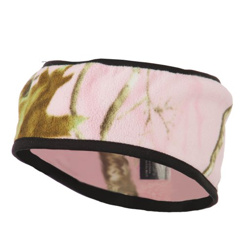 Light Weight Fleece Camo Head Band - Pink OSFM