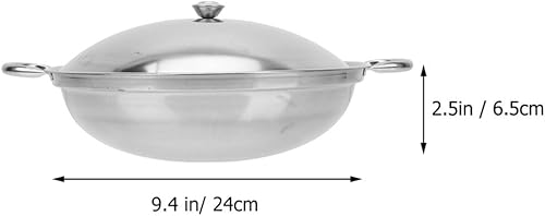 Miniatura 6 de Luxshiny Sartén antiadherente con tapa, sartén para sopa, sartén para tortillas, plancha para el hogar, sartenes de fondo redondo, ollas de doble