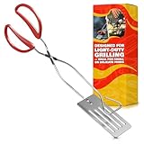 TAVERNIT Long Barbeque Grill Utensil Combo Tong Spatula Turner Tool Flat BBQ Hamburger Flipper Gripper