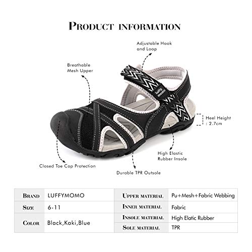 Luffymomo Womens Hiking Outdoor Sandals Sport Athtletic Beach Sandals With Closed Toe(9 M Us Black) #TOP5