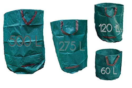 SLO UK Quality Heavy Duty Garden Waste Bags 4 Pack 60L 120L 272L & 500L Strong Reusable Freestanding Garden Sacks With Handles Capacity 952L - Image 3