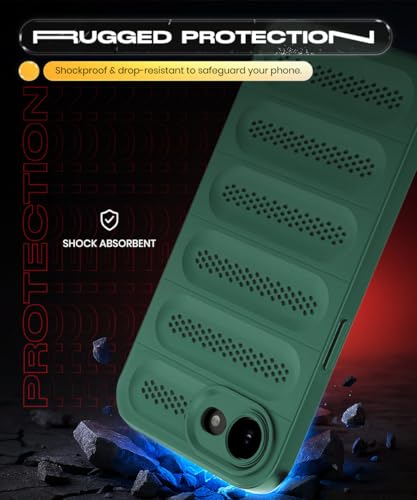 Image of WOW IMAGINE Ultimate Silicone Back Cover Case for iPhone 16e | iPhone 17e | Heat Dissipation Thin Soft TPU | 360 Camera Protection | Breathable Cooling Holes - Forest Green