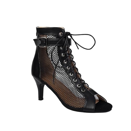 Image of UTIKLIOU Women's Mesh Sandals Peep Toe High Top Sandals Lace Up Summer Boots Buckle Strap Party Sexy Pump Shoes Open toe