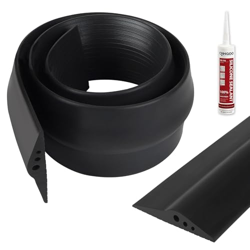 CPROSP Burlete Goma Puerta Garaje 2.5 M * 78 mm con Adhesivo, Altura 14 mm, Junta de Umbral para Puerta de Garaje, Evita las Filtraciones de Agua y Viento y es Fácil de Instalar
