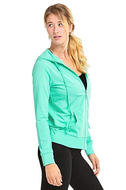 Image of Women's Thin Cotton Zip Up Summer Hoodie for Morning Walk, Running, Casual Wear Regular Zipper Hoodie