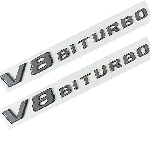 Image of Glossy Black Compatible with Benz V8 BITURBO Side Left & Right Adhesive Nameplate Logo Emblem AMG Decoration Modified 2pcs