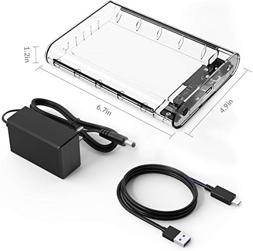 ORICO Carcasa para disco duro 3.5'', USB 3.1 Gen 2 Transparente Caja para SATA HDD/SSD Hasta 16 TB (Soporta UASP, LED Indicador, no Requiere Herramientas)