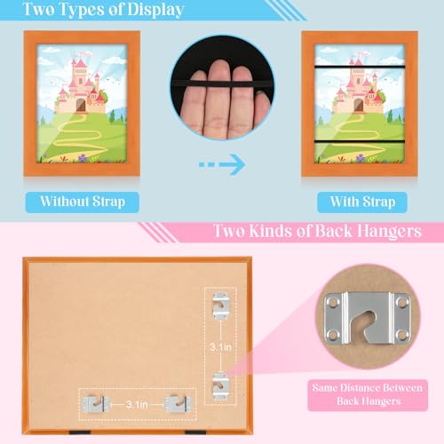 Image of [2-Pack] Kids Art Frames, 8.5x11 Front Opening Kids Artwork Frames Changeable, Orange Artwork Display Storage Frame for Wall, Holds 50 Pcs, for 3D Picture, Crafts, Children Drawing, Hanging Art,