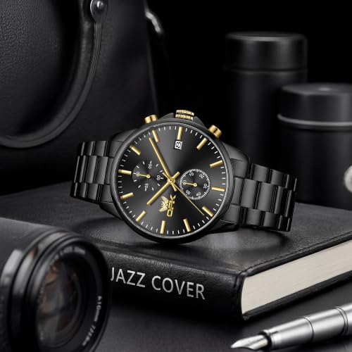 Image of OPK Mens Chronograph Watch Stainless Steel Strap Date Display Luminous Waterproof Business Wrist Watch